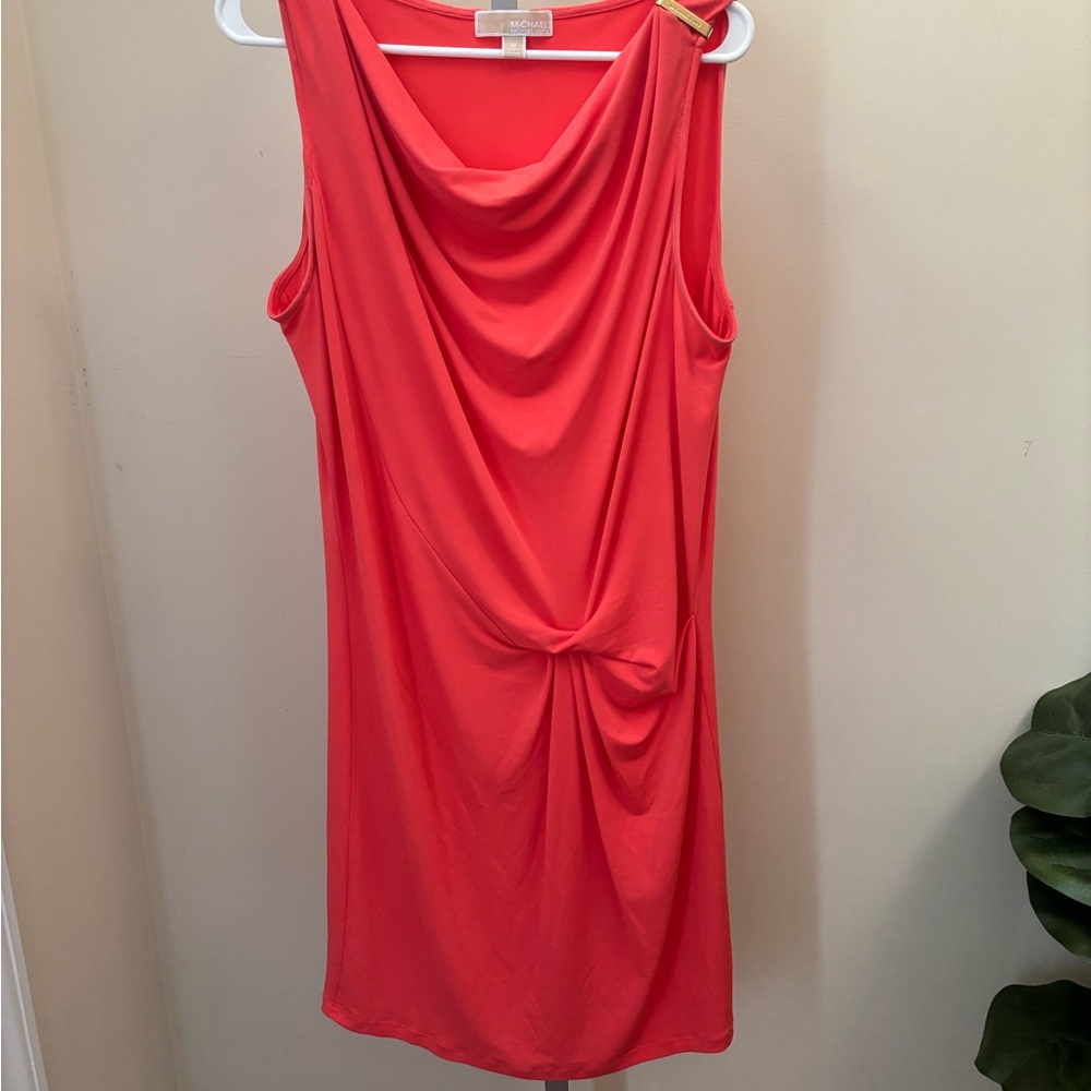 MICHAEL Michael Kors Red Draped Cowl Neck Mini Dress